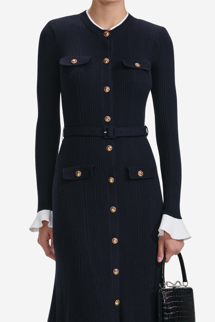 Viscose Knit Midi Dress Navy