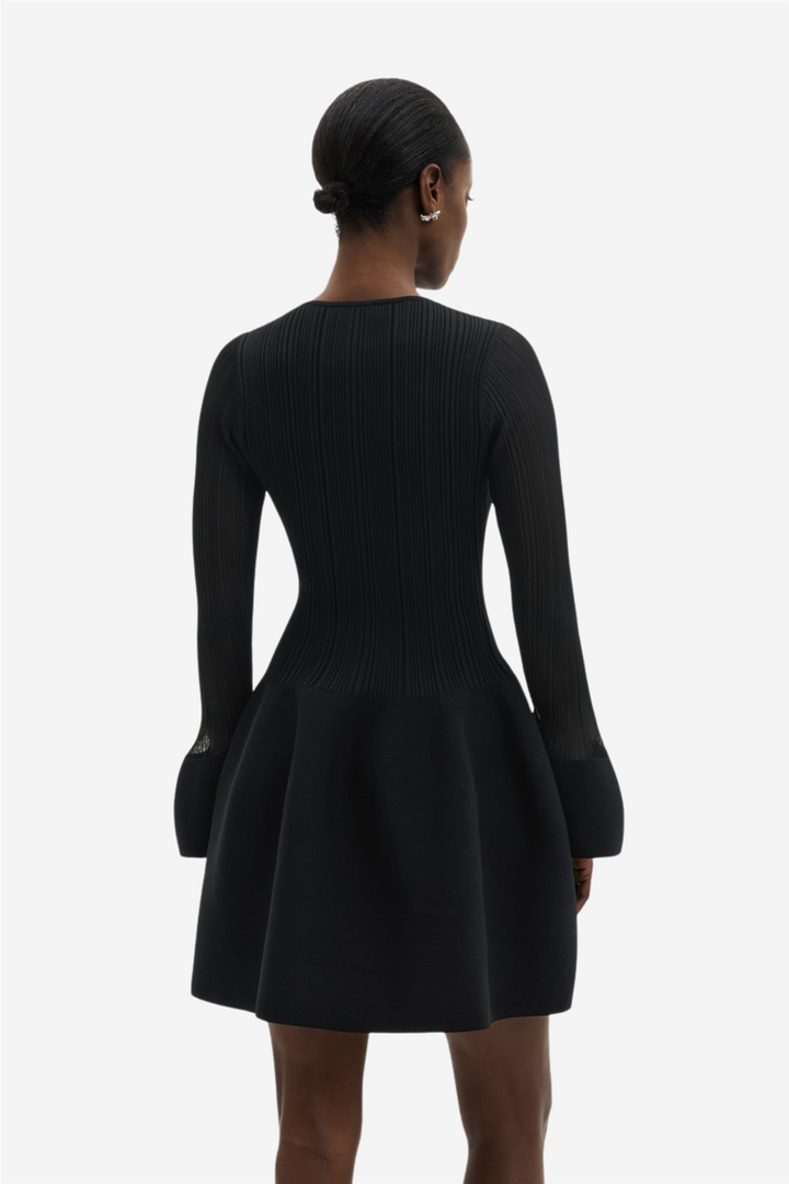 Elona Voluminous Skirt Knitted Mini Dress Black