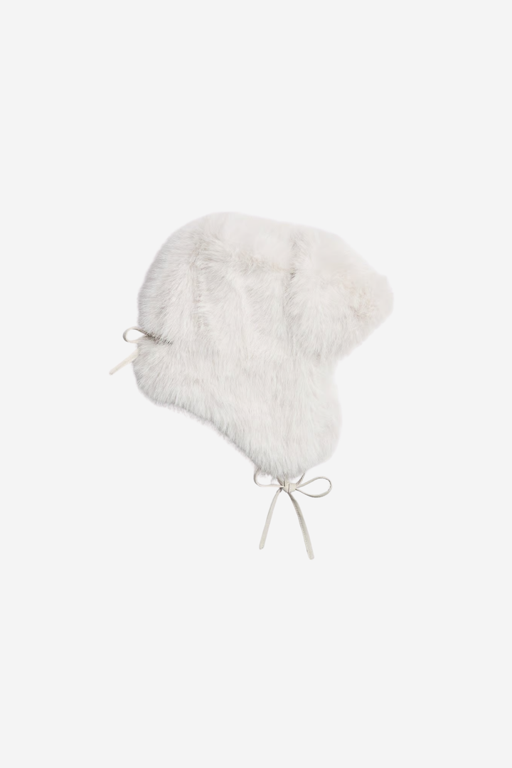 Furry Trapper Hat Off White