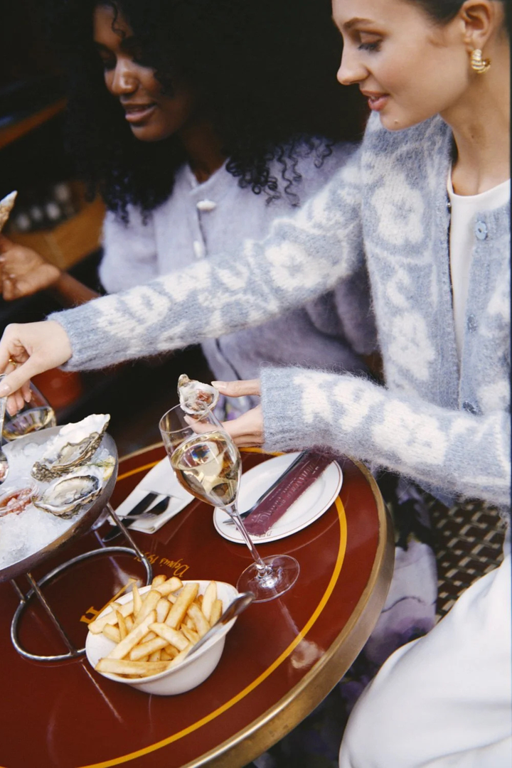 Jacquard Knit Jacket Sky Blue