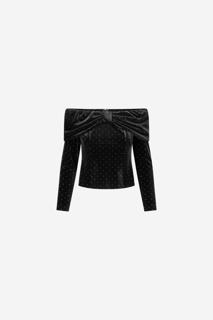 Tale Stud Velour Top Black
