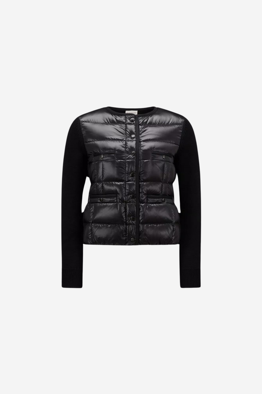 Padded Wool Cardigan Black