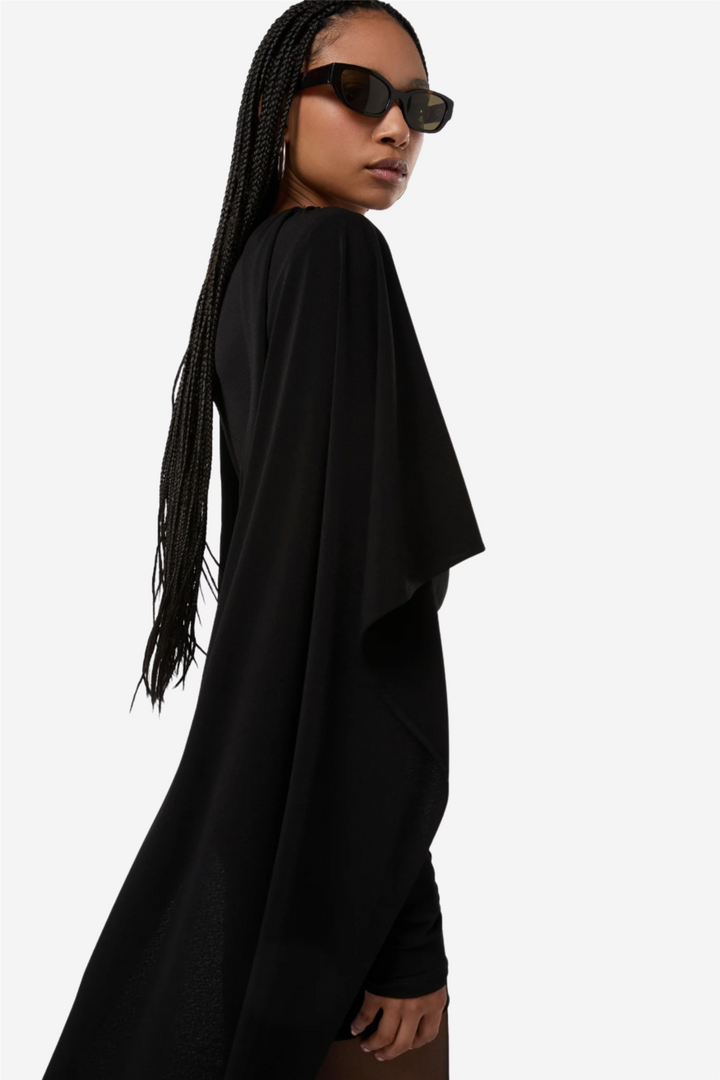 Xenia Cape Effect Mini Dress Black