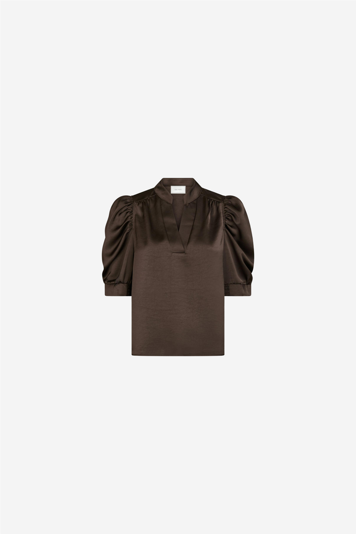 Roella Heavy Sateen Blouse Dark Brown