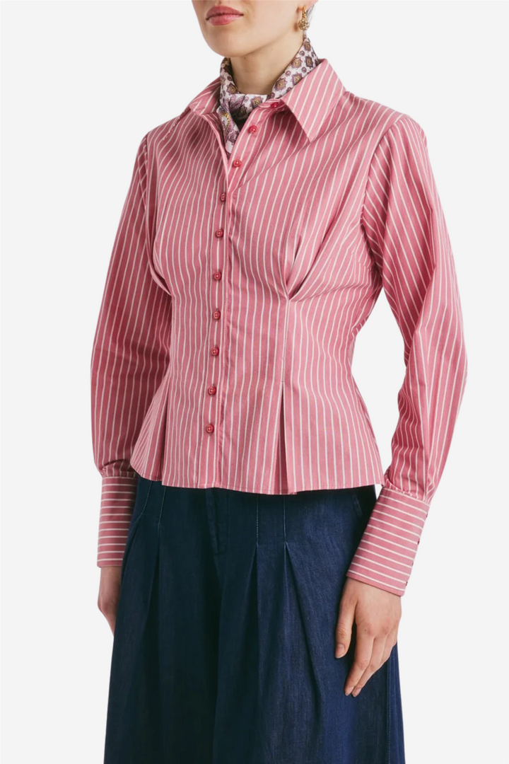 Poplin Fitted Shirt White Stripes