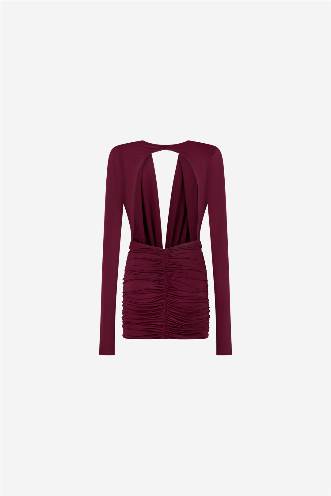 Zelda Mini Dress Deep V Neck Cabernet