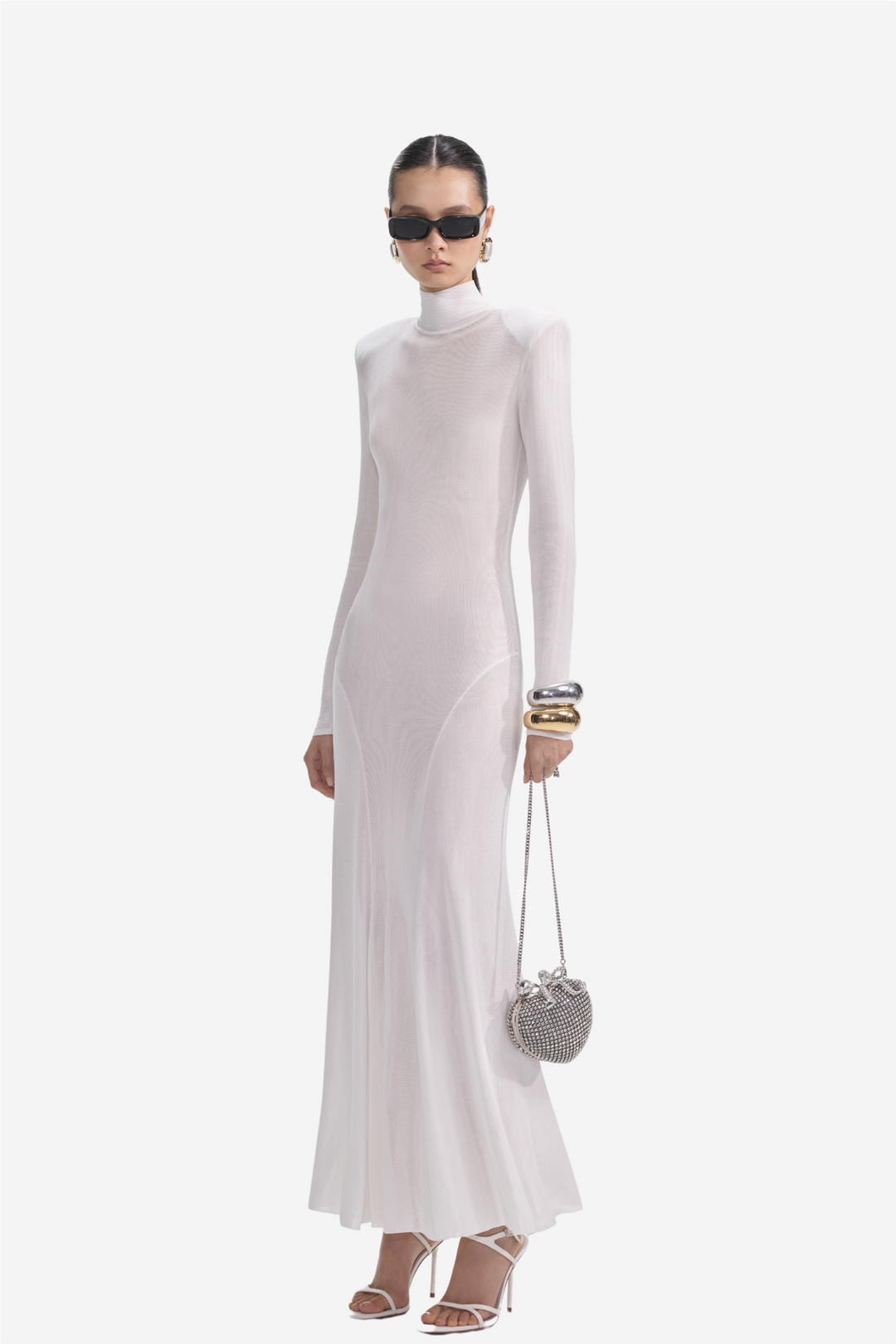 White Viscose Knit Maxi Dress