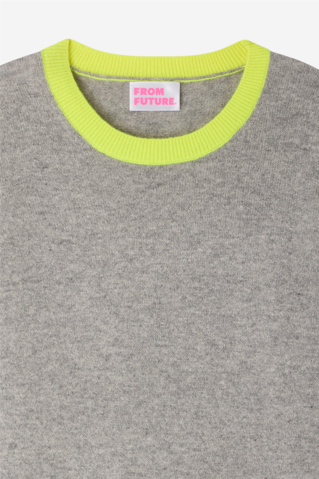 Two-Tone Cropped Crewneck Sweater Dark Heather Gray