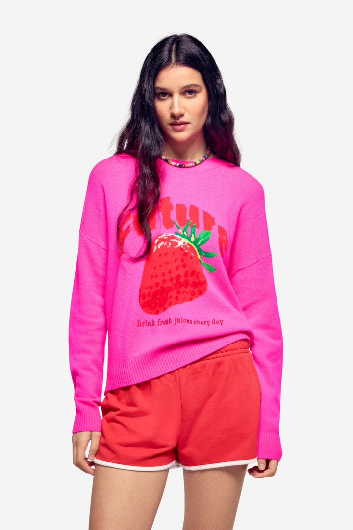 Future Intarsia Crewneck Flash Pink