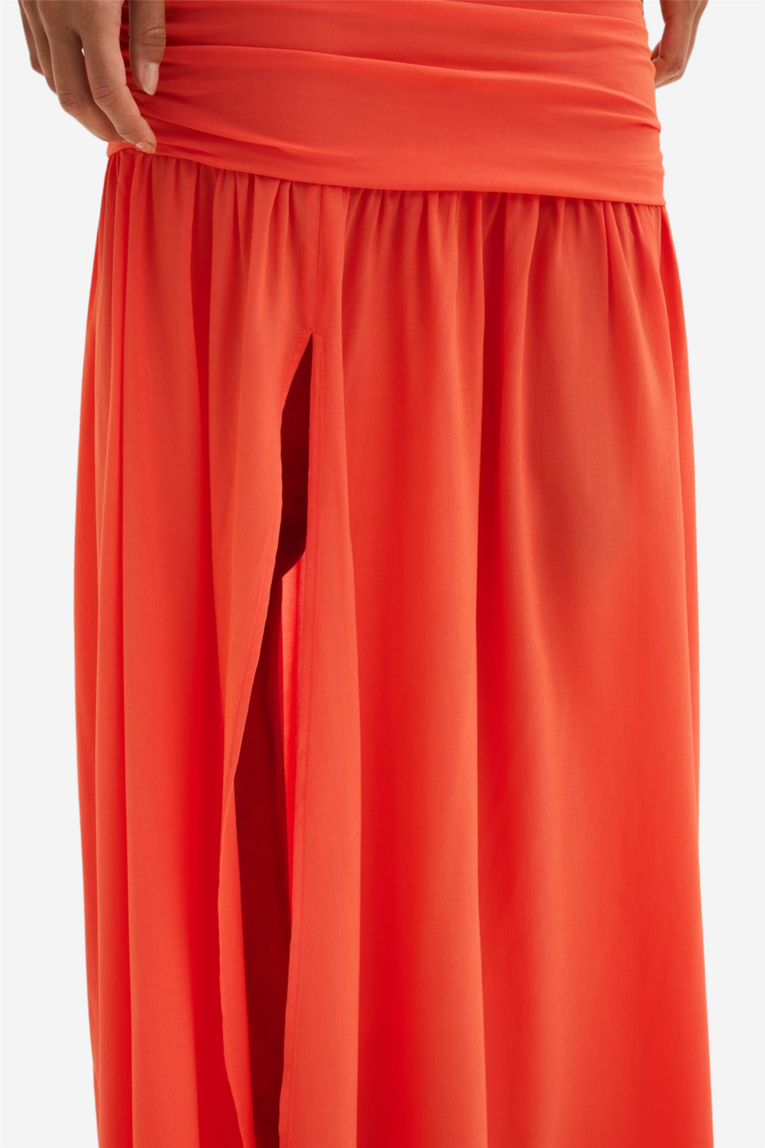 Loana Draped Chiffon Maxi Dress Coral