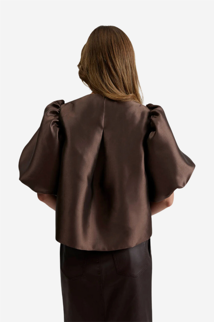 Cleo pouf sleeve blouse Chocolate