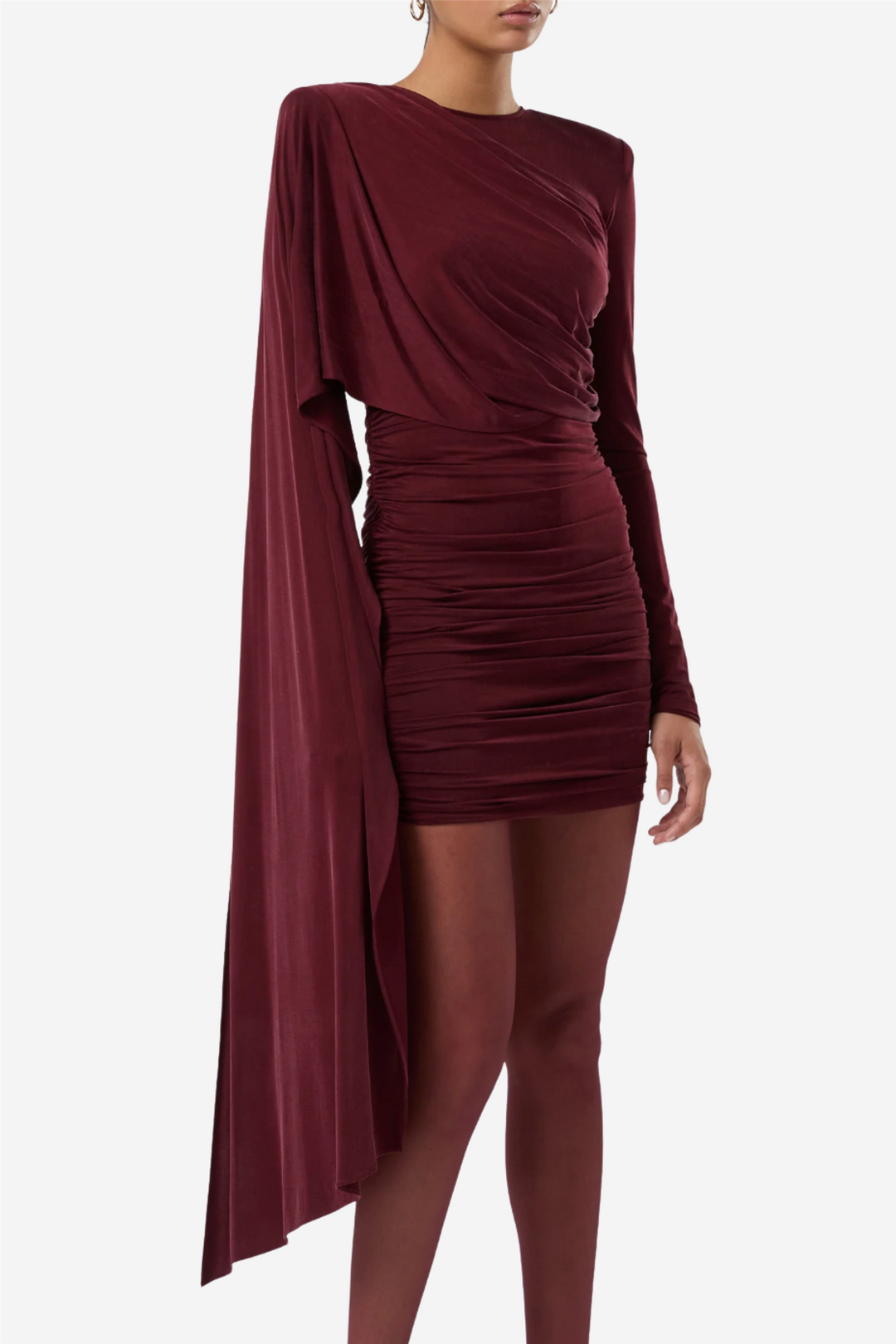 Xenia Cape Effect Mini Dress Rouge Noir