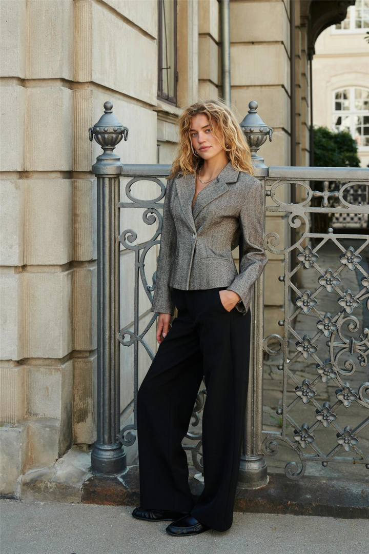 Valia Herringbone S Blazer Dark Brown