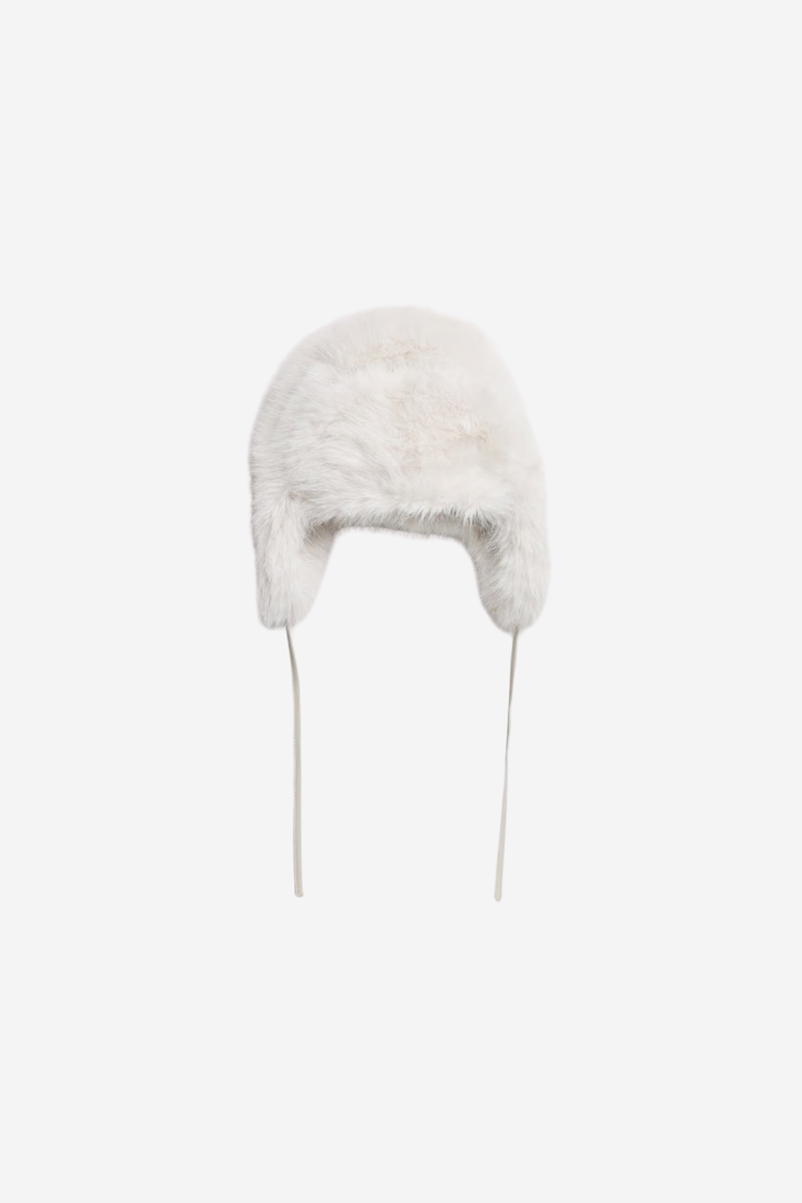 Furry Trapper Hat Off White