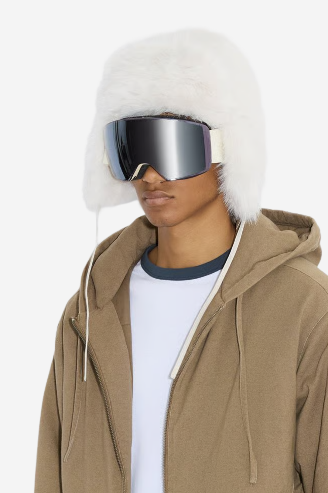 Furry Trapper Hat Off White