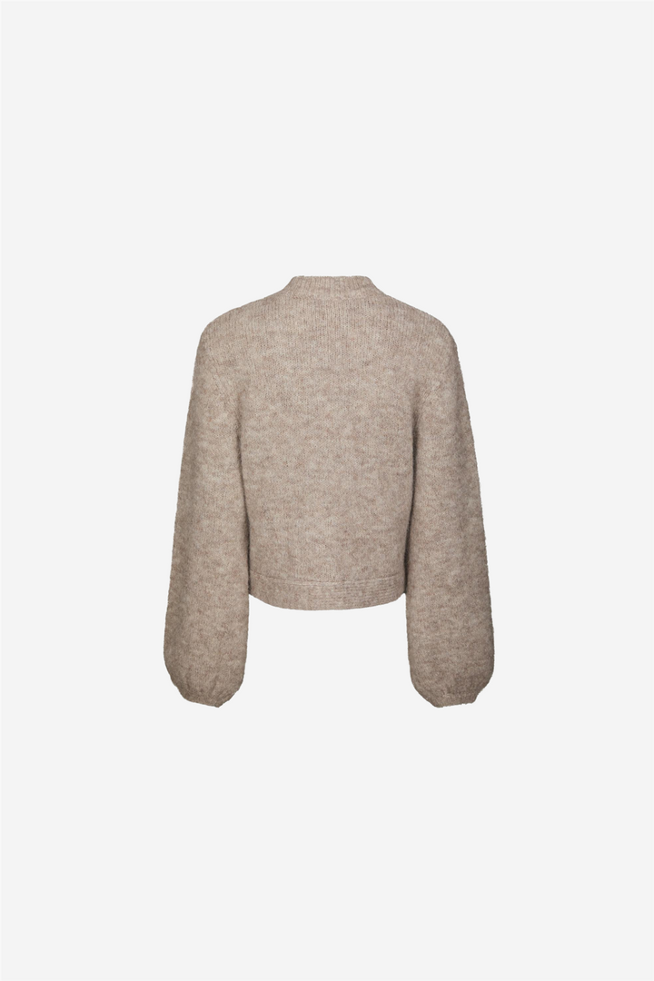 Gio Fluffy Knit Cardigan Beige Melange
