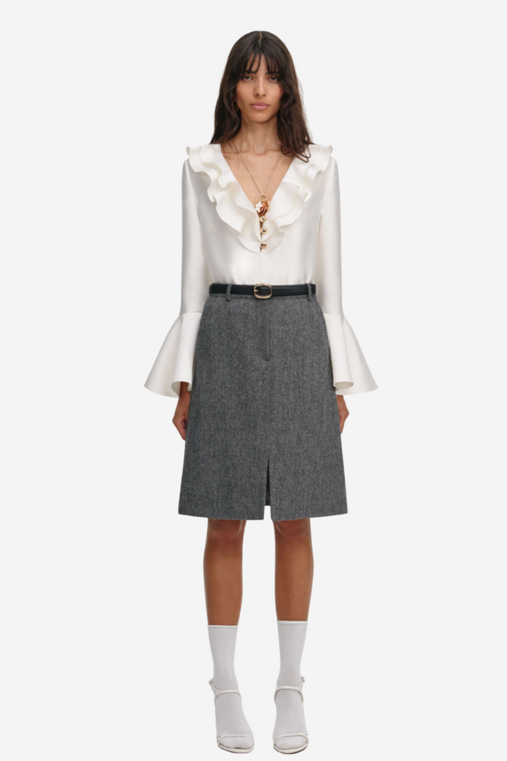 Cream Taffeta Ruffle Top