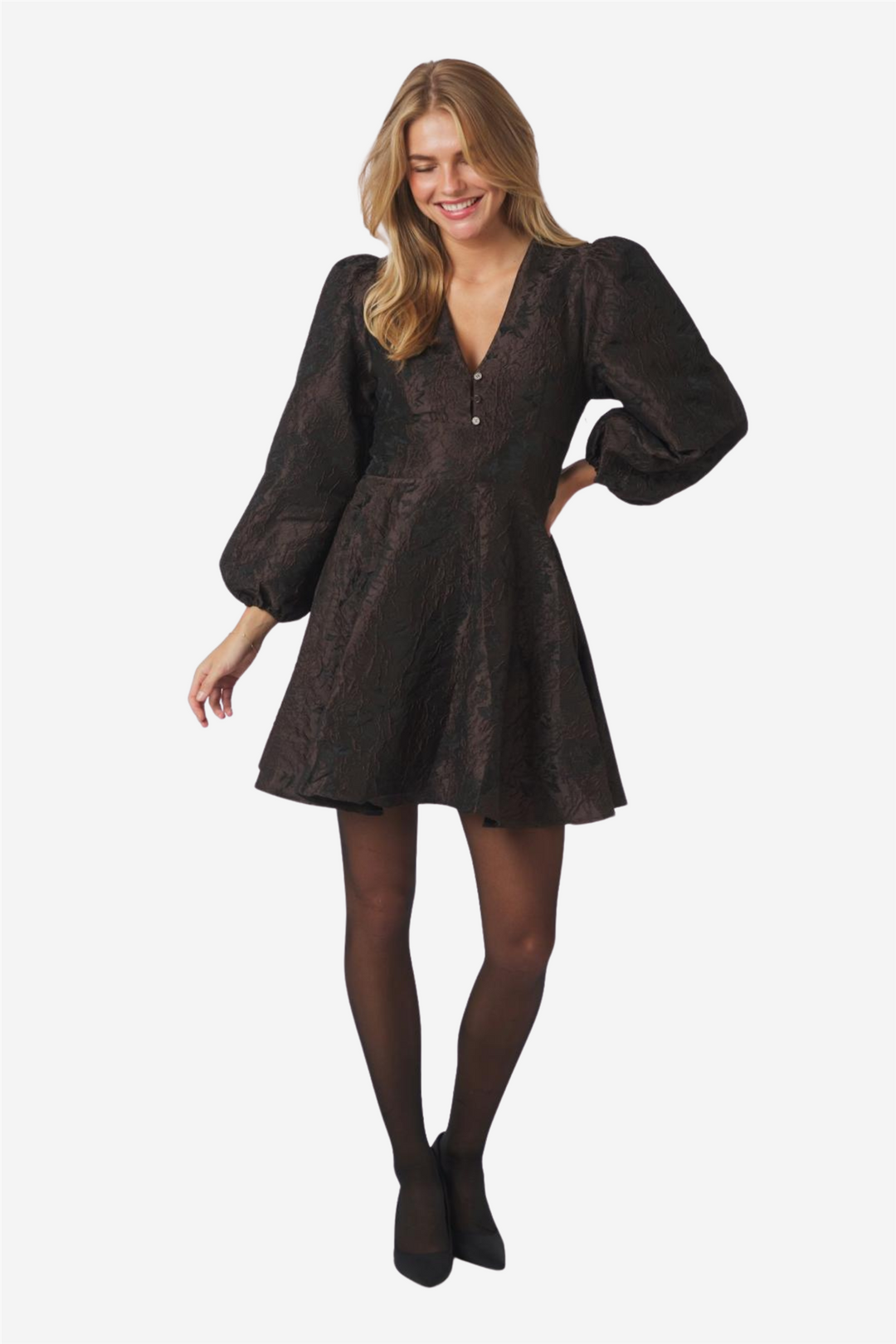 Milly Brocade Dress Dark Brown
