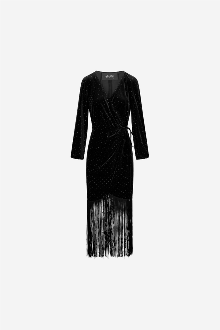 Sine Stud Velour Dress Black