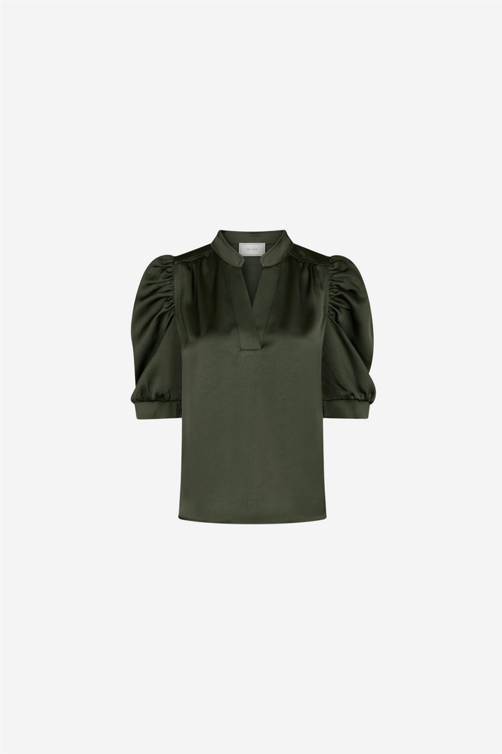 Roella Heavy Sateen Blouse Deep Green