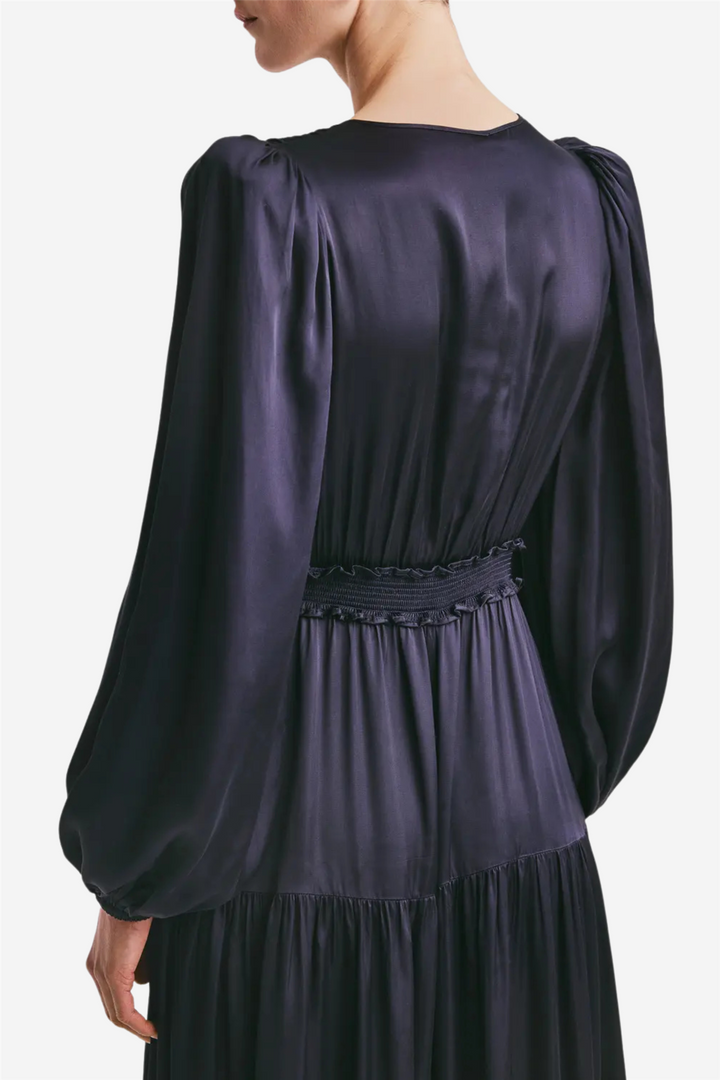 Satin Maxi Dress Dark Blue