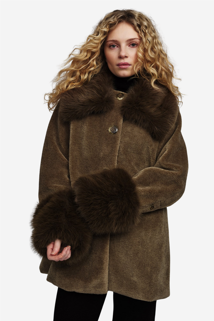 Miu Fake Fur Cuffs Brown