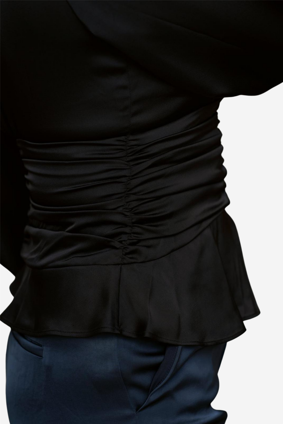 Pascal Drapy Satin Blouse Black