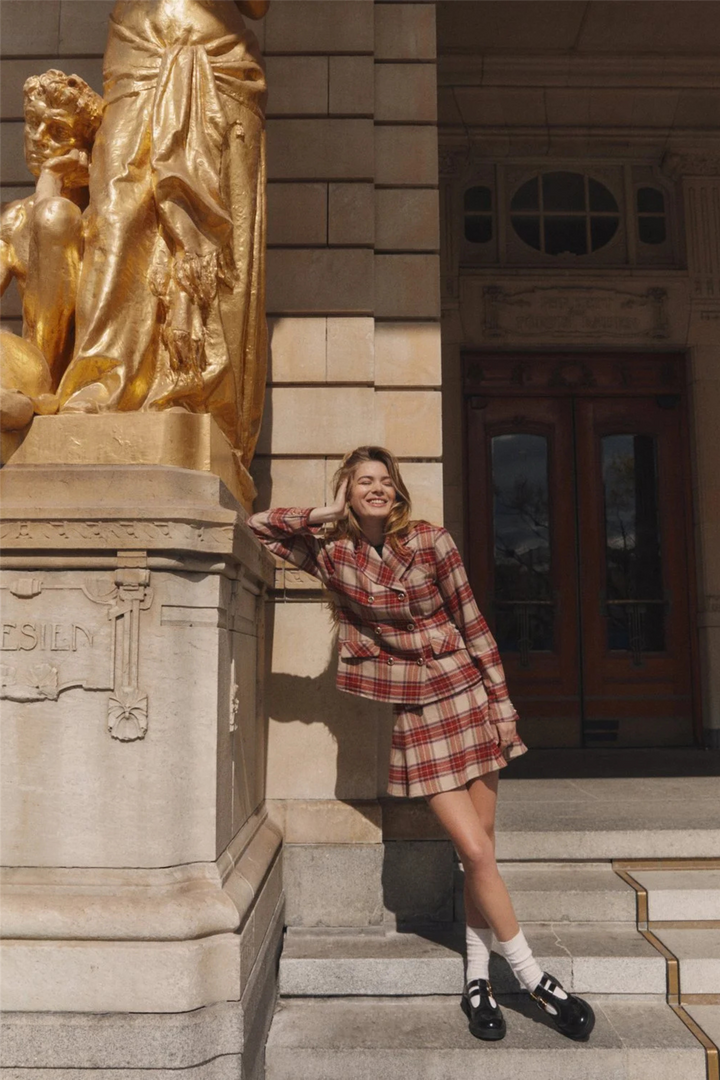 Tailored Mini Skirt Checks