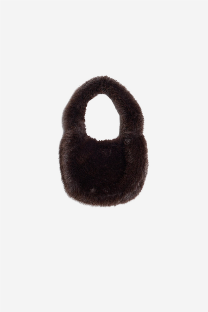 Reiko Furry Small Bag Dark Brown
