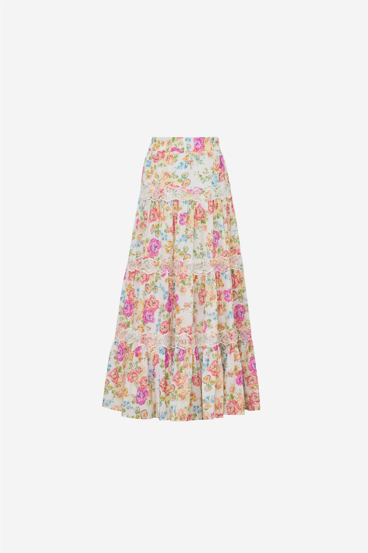 Cotton Slub Maxi Skirt Flora