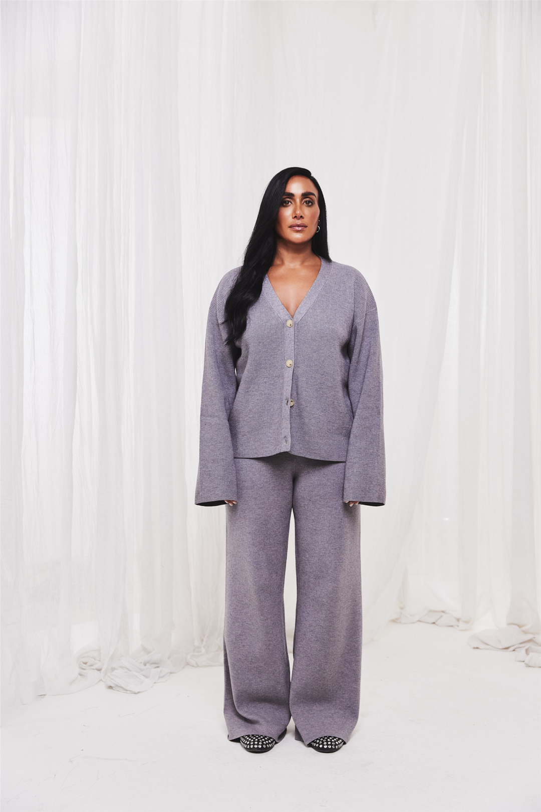 Vita &amp; Wanda x <tc>Iben</tc> Serge Rib Cardigan Gray Melange