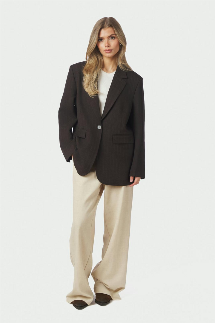 Gaby Pinstripe Blazer Dark Brown