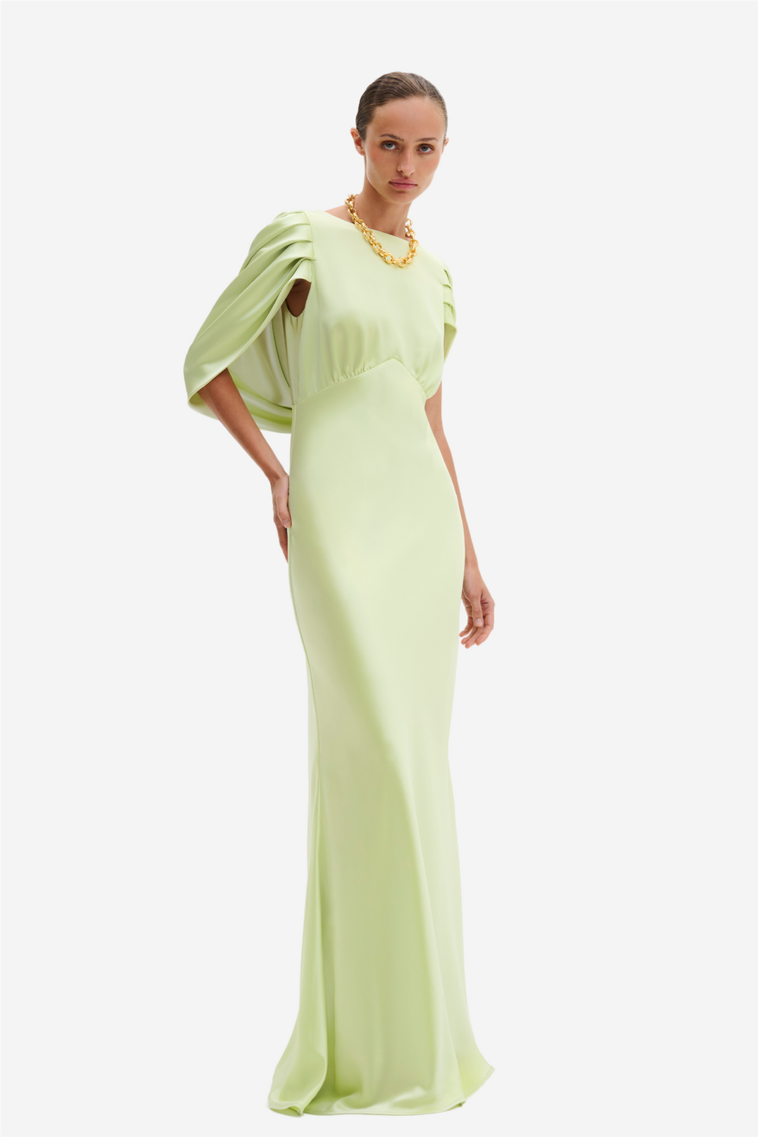 Louise Draped Back Maxi Dress Pistachio