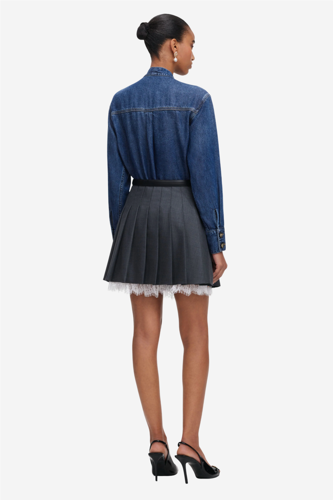 Denim Tie Neck Shirt