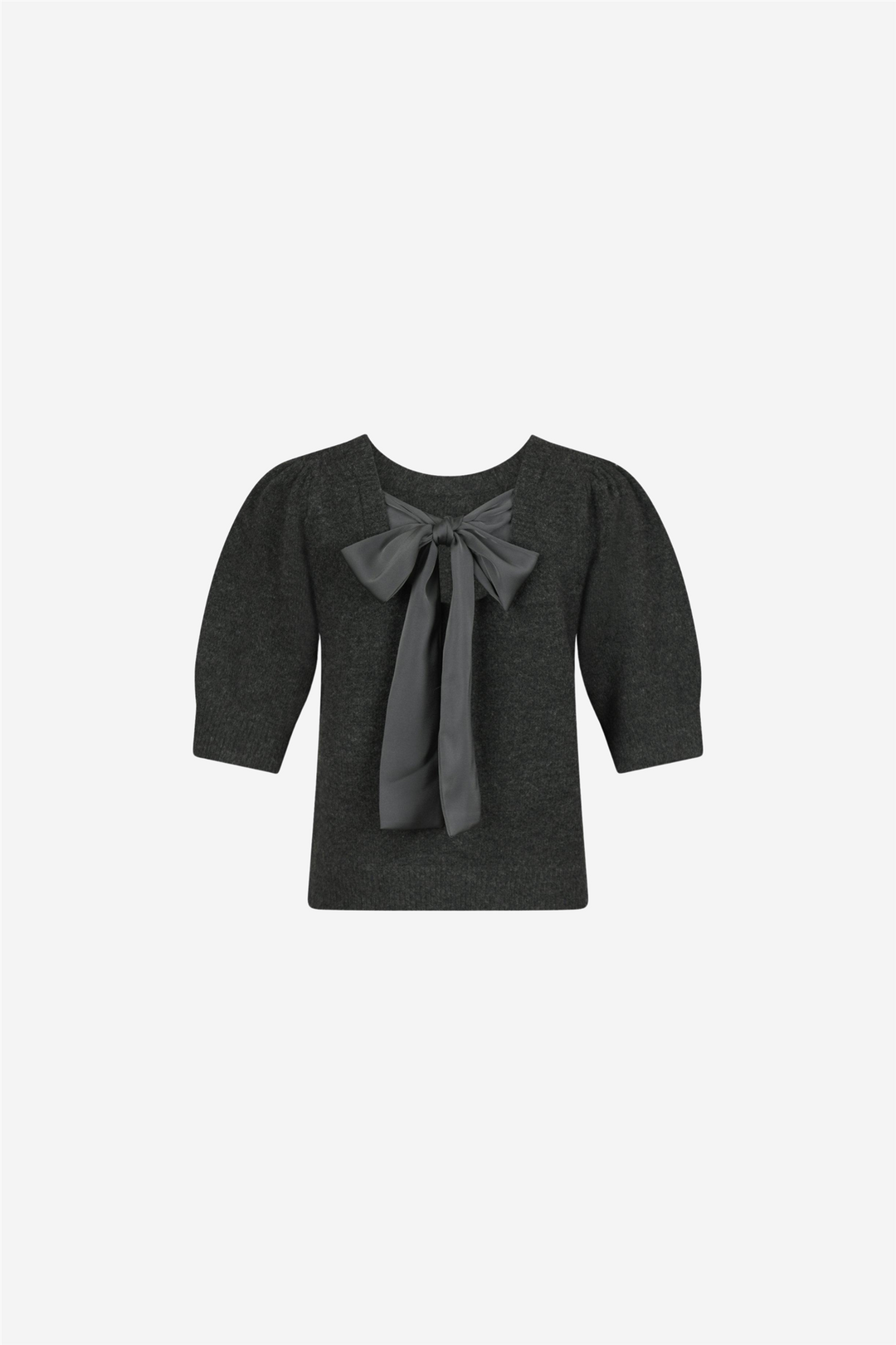 Martha Bow Knit Tee Anthracit