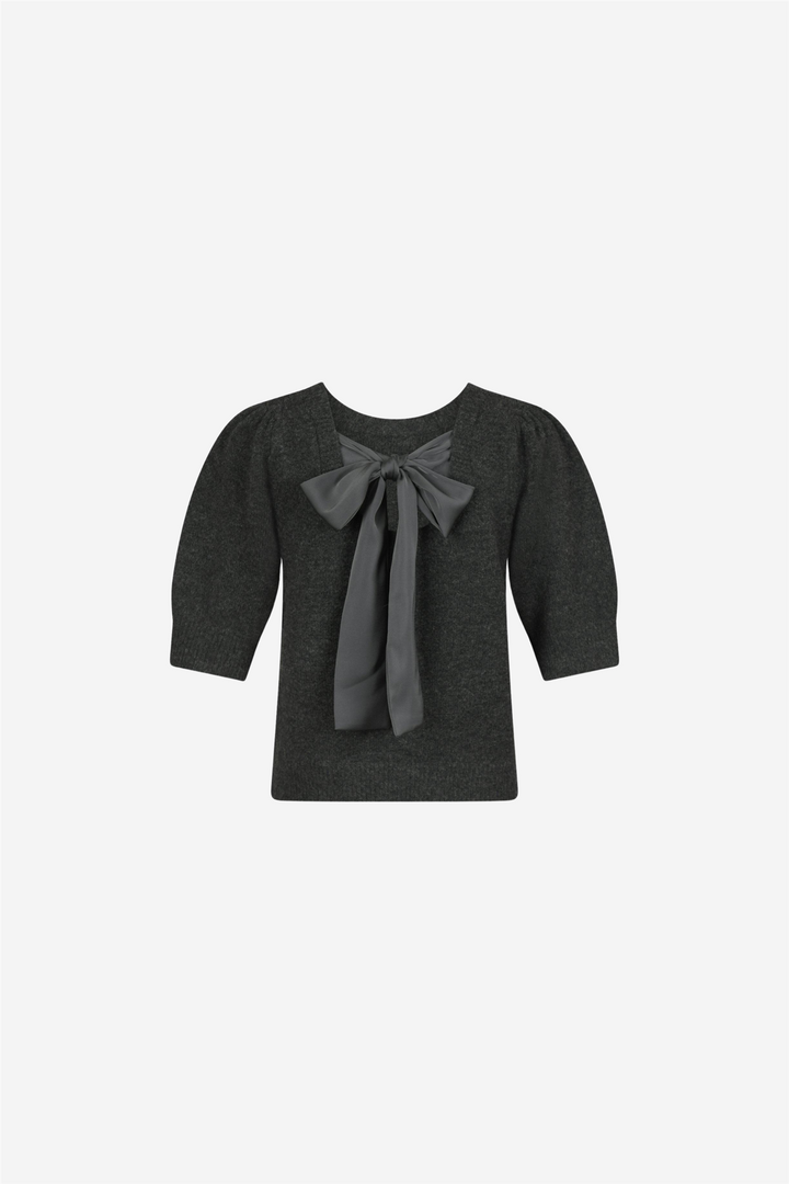 Martha Bow Knit Tee Anthracit