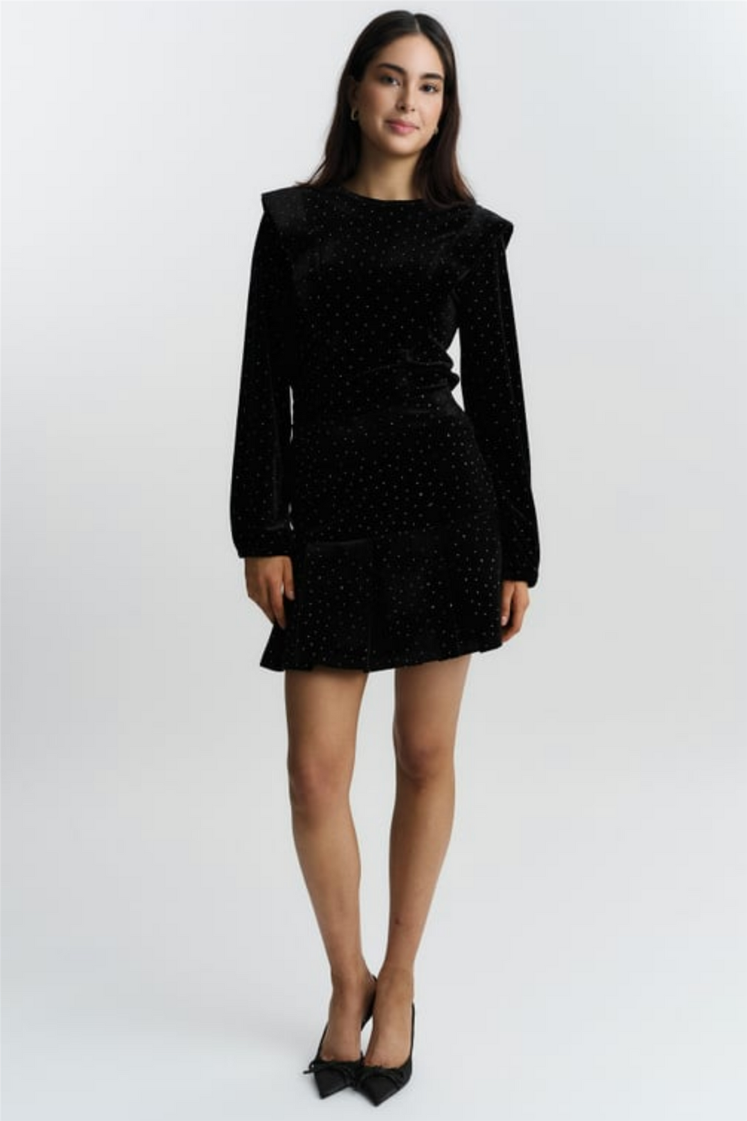 Sirina Stud Velour Skirt Black