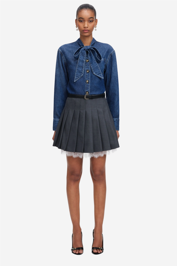 Denim Tie Neck Shirt