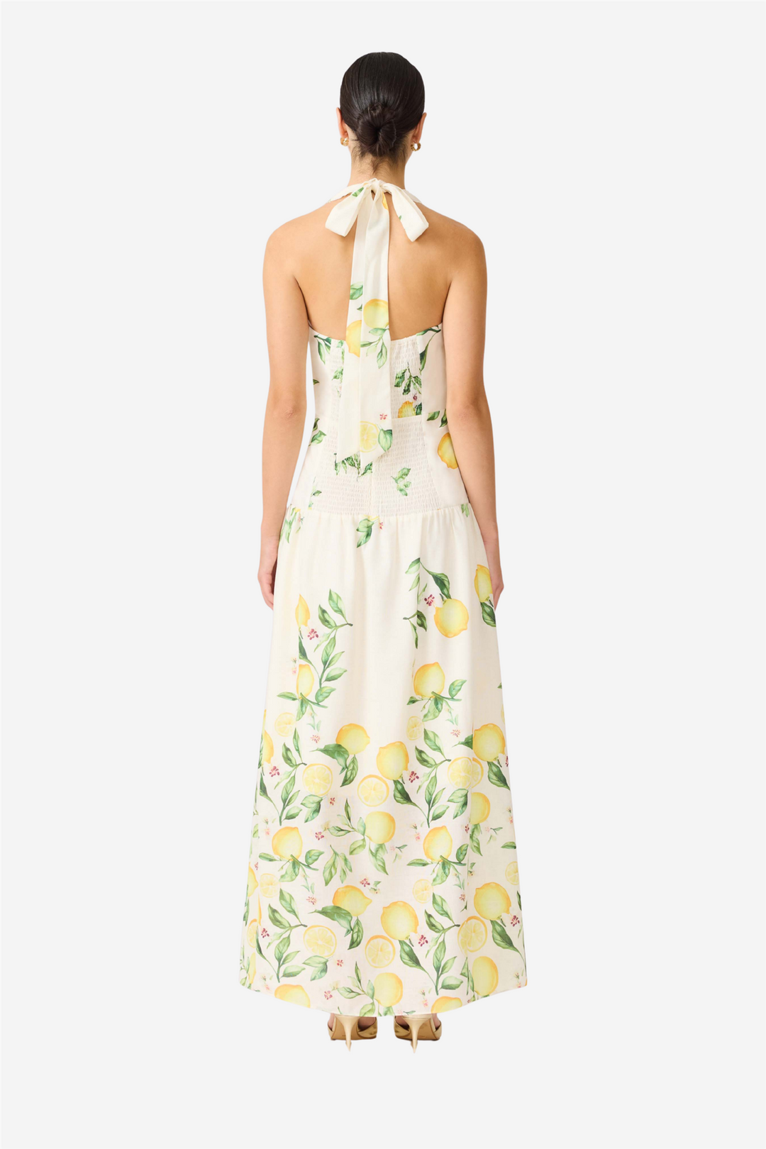 Hana Halter Gown Lemon Print