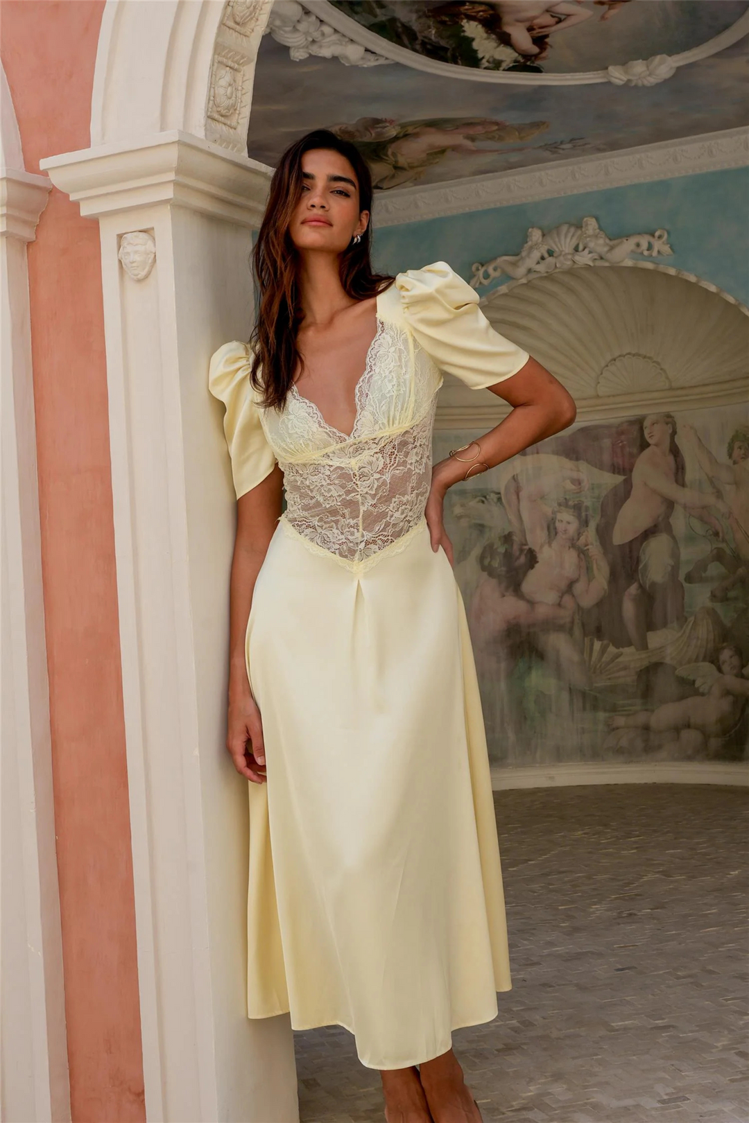 Francis Lace Midi Dress Lemonade