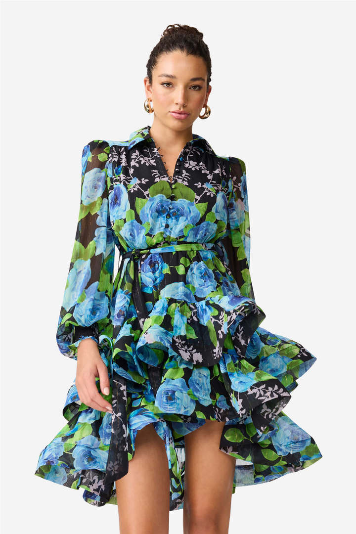 Briony Long Sleeves Mini Dress Blackmulti