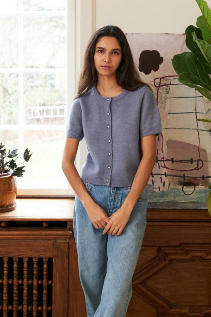 Mitta Knit Blouse Smoke Blue