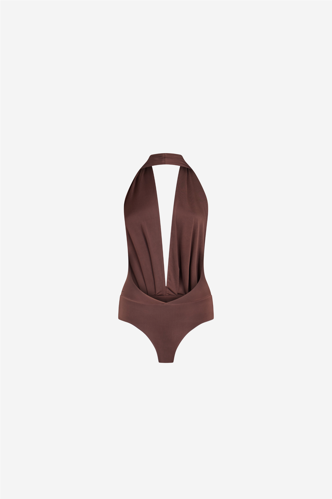 Zendaya Sleeveless Vneck Bodysuit Dark Brown