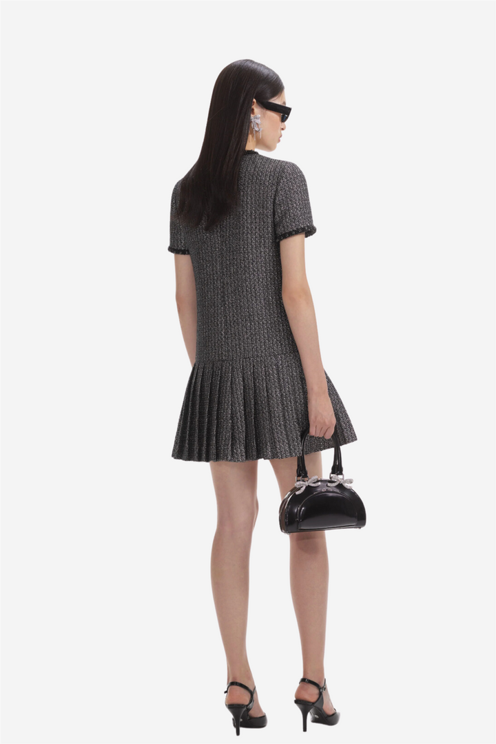 Metallic Boucle Mini Dress Black