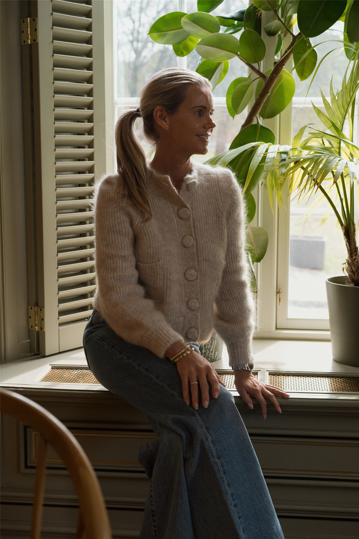 Maria Chunky Cardigan Light Beige Melange