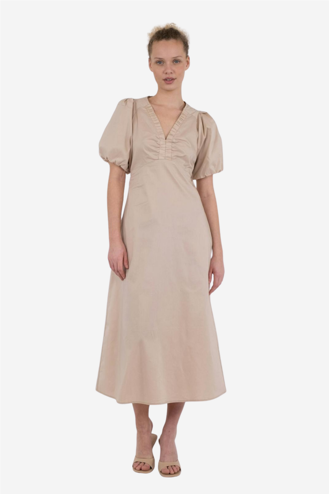 Illana Poplin Dress Dark Sand