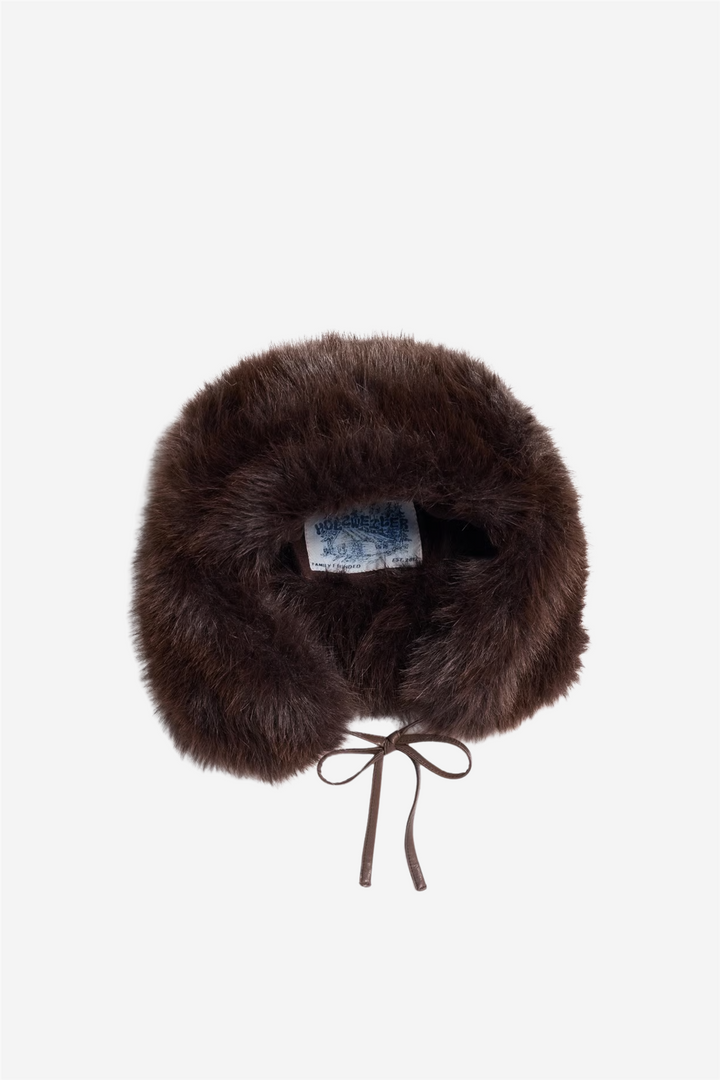 Furry Trapper Hat Dark Brown