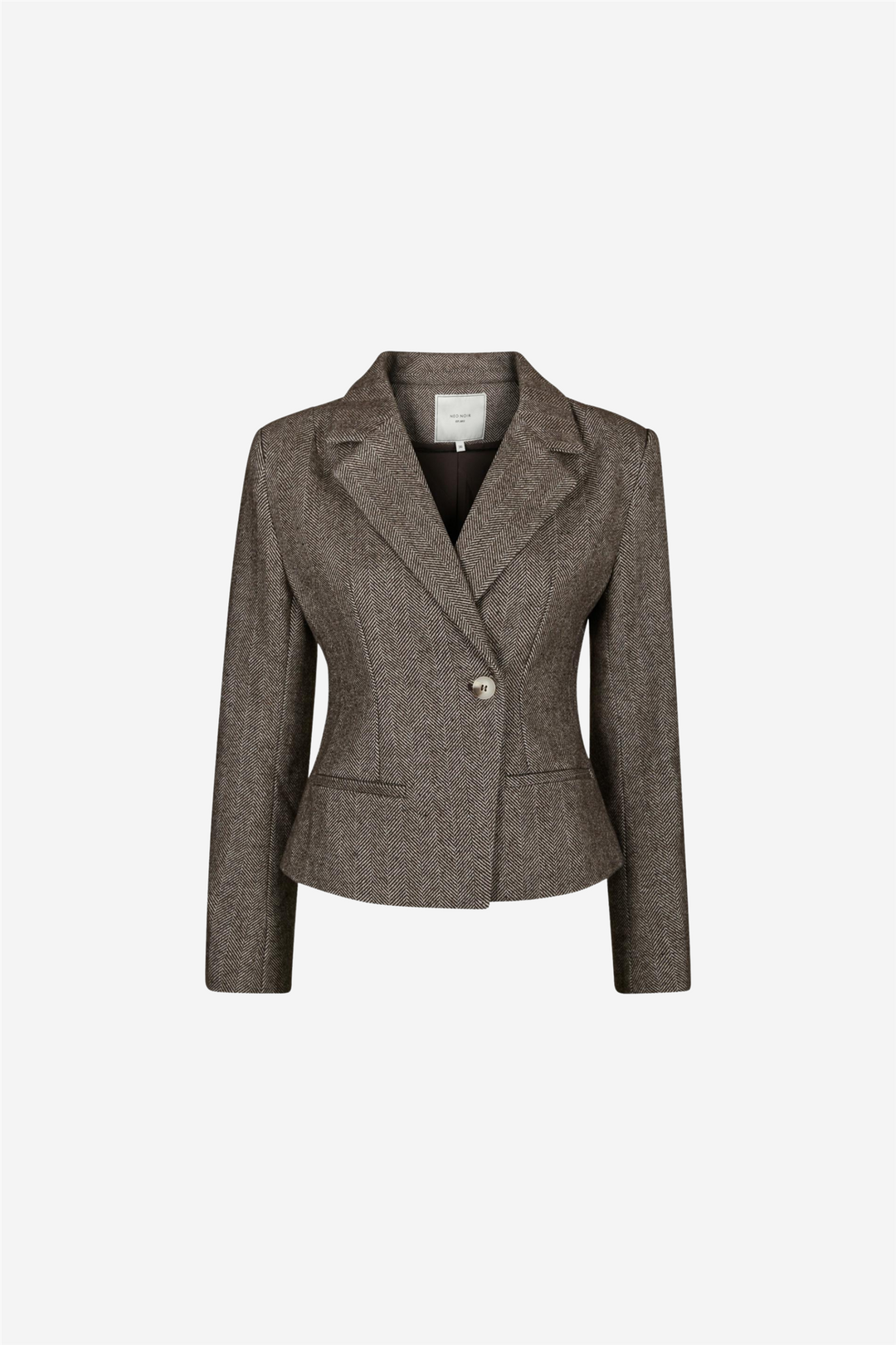 Valia Herringbone S Blazer Dark Brown