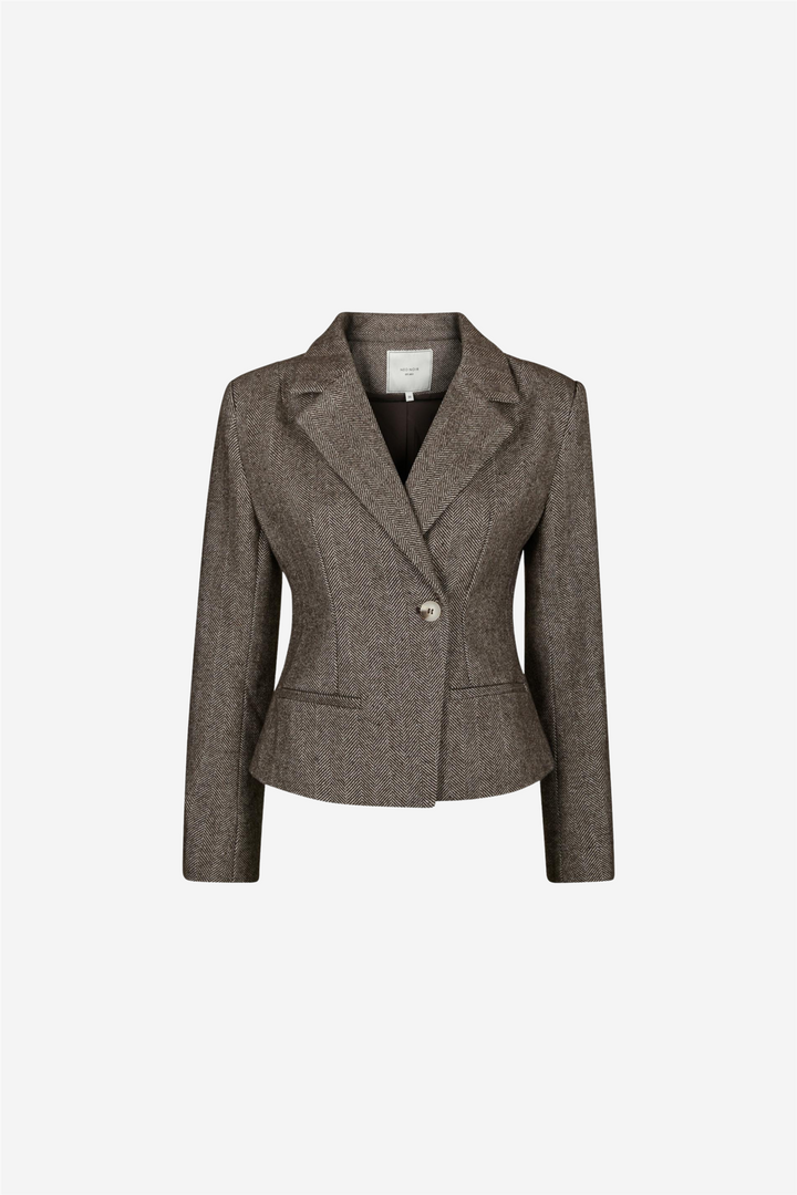 Valia Herringbone S Blazer Dark Brown