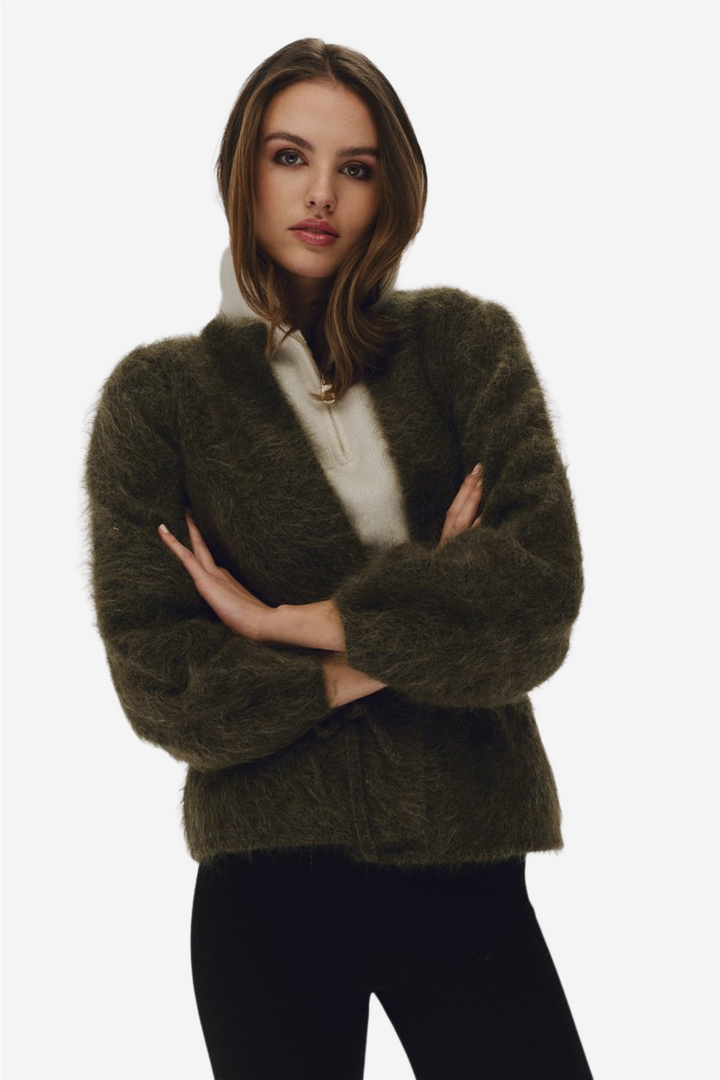 Fredrikke Chunky Cardigan Moss Green